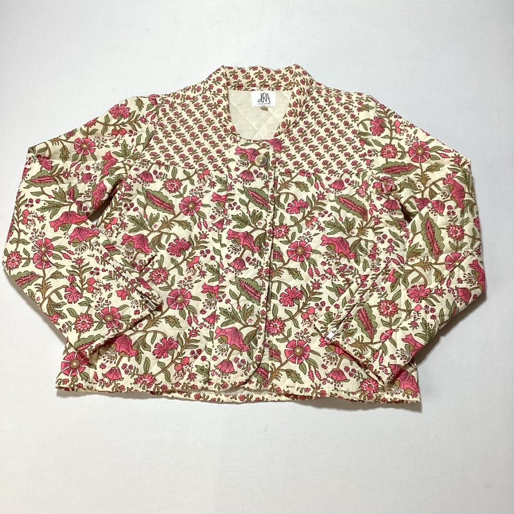 Anthropologie dRA Floral quilted Pink and Cream Women's Jacket - Picture 4 of 15